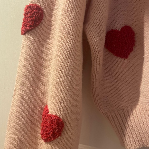 NEW Sexy Cozy Jessica Simpson Pink Cropped Heart Sweater Cardigan - Size L - Picture 4 of 7